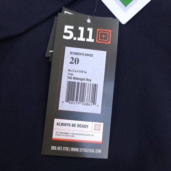 5.11 Tactical Pants Women’s 20 Navy PDU Class A Flex-Tac Wool Blend Unhemmed - Picture 7 of 10